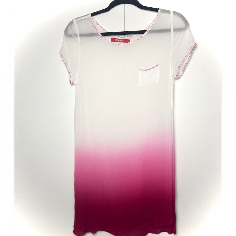 Freeloader Pink Ombré Semi Sheer Tunic Tee